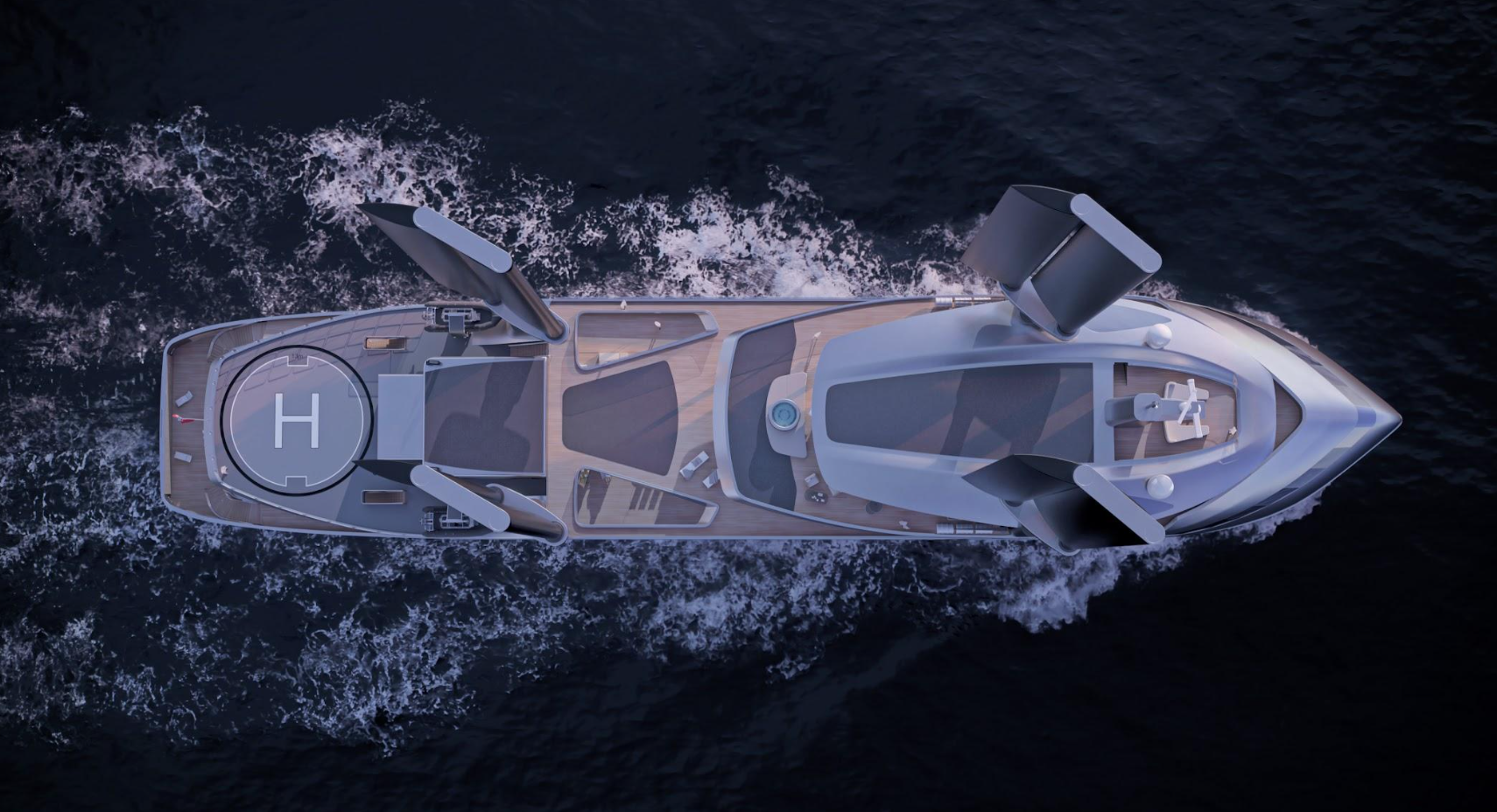 Norwegian Fjords & Lofoten yacht charter — aerial view of wingsail explorer