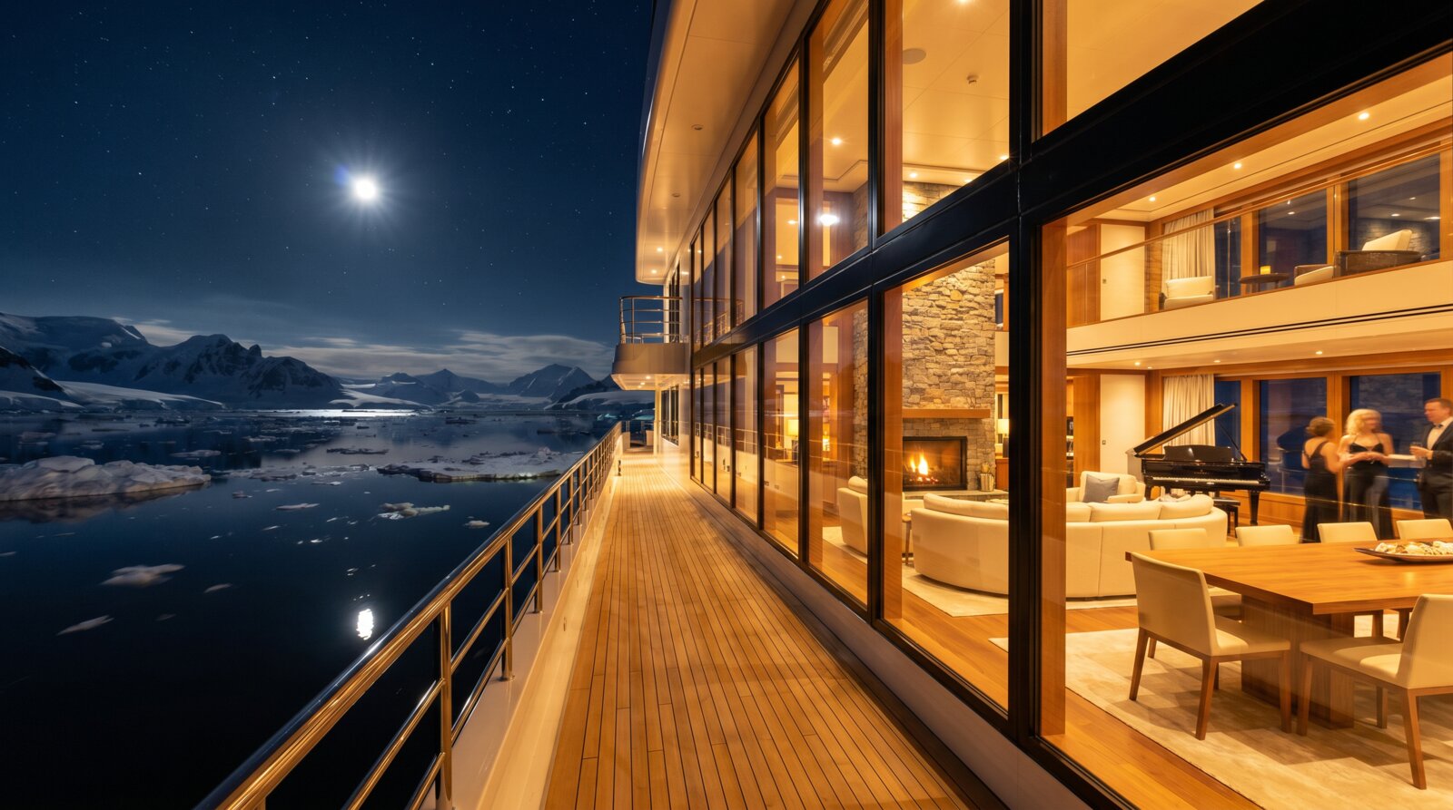 Salon terrace by night