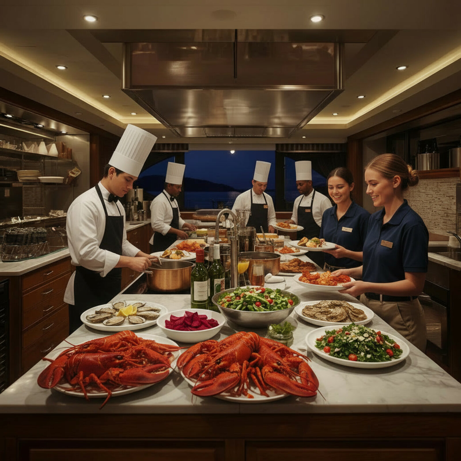 The galley in service