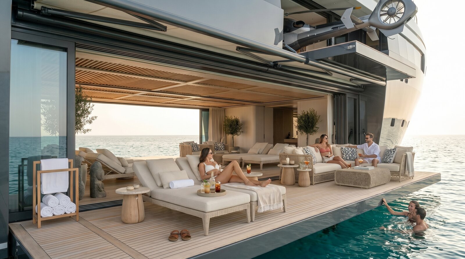 Beach club at water level